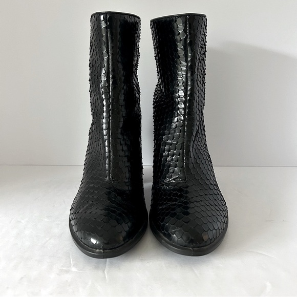 Ecco Snakeskin Embossed Leather Ankle Boot Shoe Block Heel Goth Size EU37 US 6.5 - Picture 4 of 14